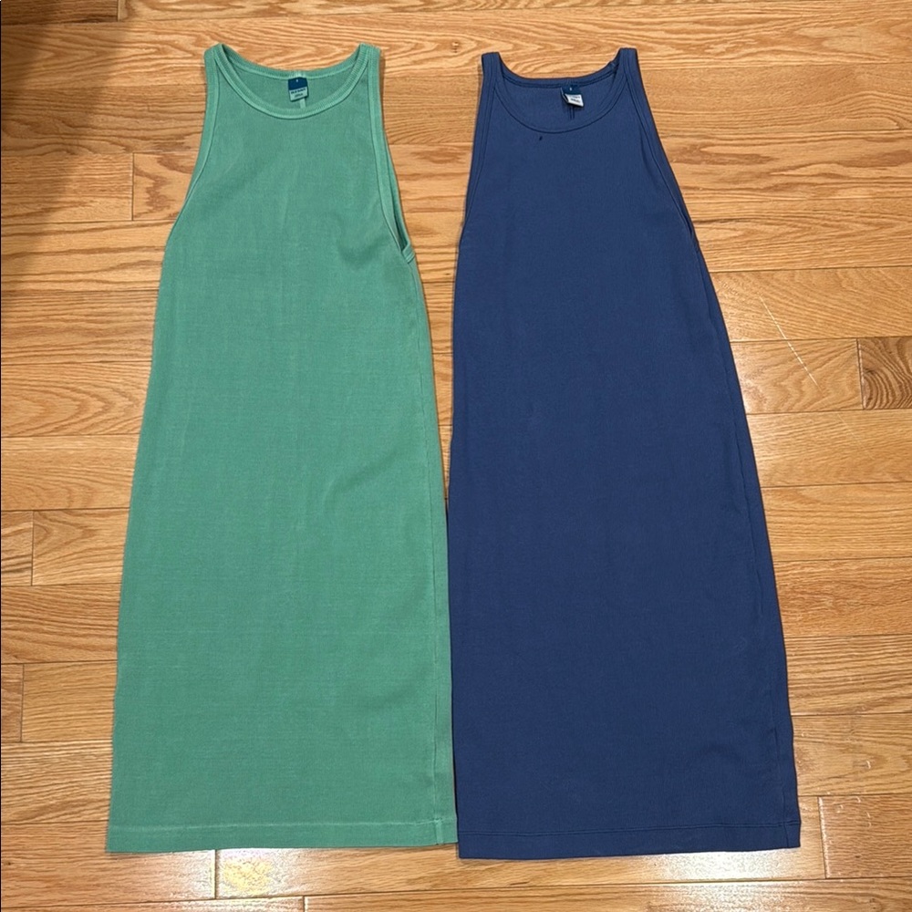 Old Navy Green and Navy Racerback Midi Dress Duo
